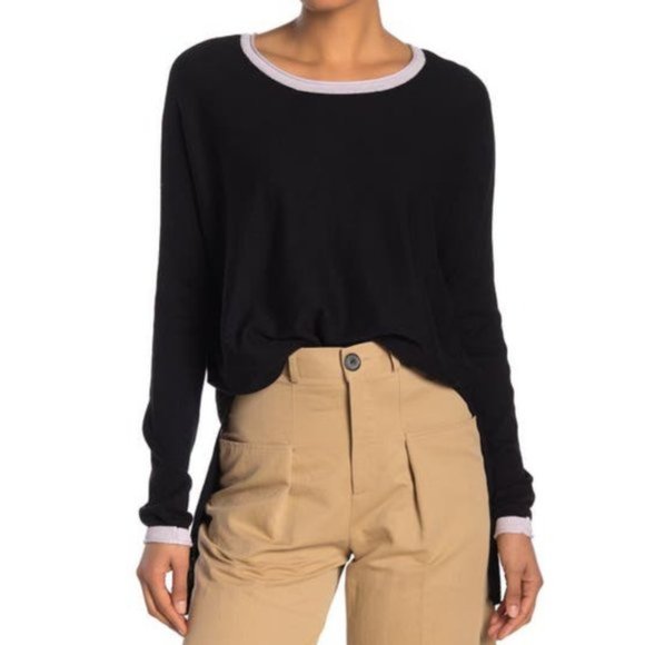 New Cloth by Design Convertible Tie Side Slit Sweater Black Purple Size XS - Picture 2 of 16